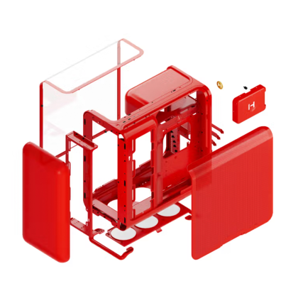 Gabinete Gamer HYTE X50 CS-HYTE-X50G-RR Rojo ATX con Panel de Vidrio Curvo