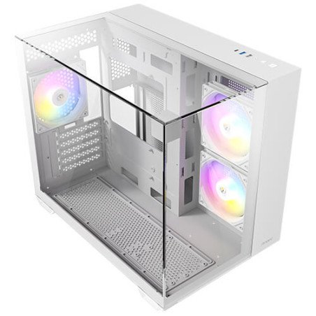 Gabinete ANTEC CX600M Trio ARGB White Mini Torre Micro-ATX con 3 Cristales, 3 Fans, Sin Fuente