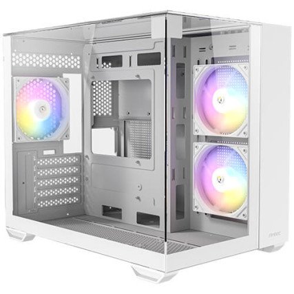 Gabinete ANTEC CX600M Trio ARGB White Mini Torre Micro-ATX con 3 Cristales, 3 Fans, Sin Fuente
