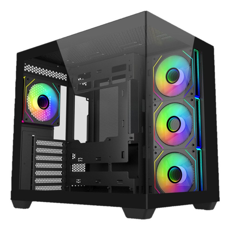Gabinete Cooler Master Elite 681 Micro-ATX con Vidrio Templado, 3 Fans, USB Tipo-C, Sin Fuente