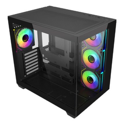 Gabinete Cooler Master Elite 681 Micro-ATX con Vidrio Templado, 3 Fans, USB Tipo-C, Sin Fuente