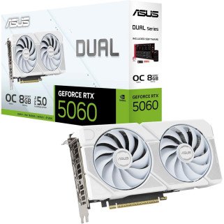 Tarjeta de Video ASUS Dual RTX 5060 O8G White 8GB GDDR7 PCIe 5.0 128-bit HDMI 3xDP