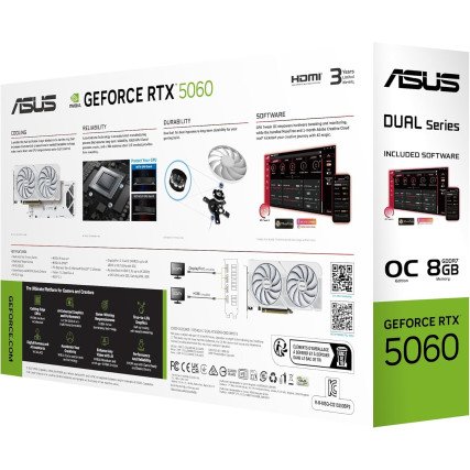 Tarjeta de Video ASUS Dual RTX 5060 O8G White 8GB GDDR7 PCIe 5.0 128-bit HDMI 3xDP