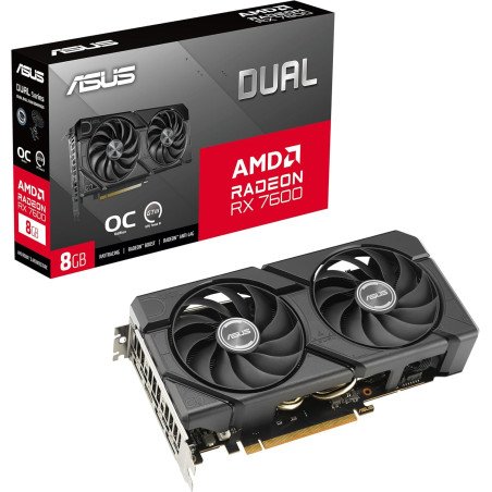 Tarjeta de Video ASUS Dual RX 7600 O8G EVO 8GB GDDR6 PCIe 4.0 128-bit HDMI 3xDP