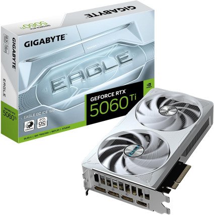 Tarjeta de Video GIGABYTE RTX 5060 Ti EAGLE OC ICE 16GB GDDR7 PCIe 5.0 HDMI 3xDP 2 Fans