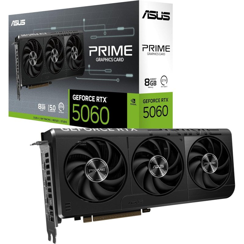 Tarjeta de Video ASUS PRIME RTX 5060 8GB GDDR7 PCIe 5.0 HDMI 3xDP 3 Fans