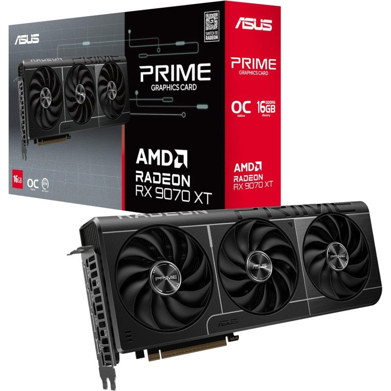 Tarjeta de Video ASUS PRIME RX 9070 XT O16G 16GB GDDR6 256-bit PCIe 5.0 Triple Fan HDMI 3xDP Tarjeta de Video ASUS PRIME RX 9070 XT O16G 16GB GDDR6 256-bit PCIe 5.0 Triple Fan HDMI 3xDP