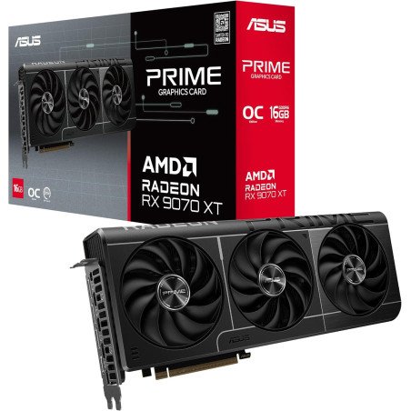 Tarjeta de Video ASUS PRIME RX 9070 XT O16G 16GB GDDR6 256-bit PCIe 5.0 Triple Fan HDMI 3xDP