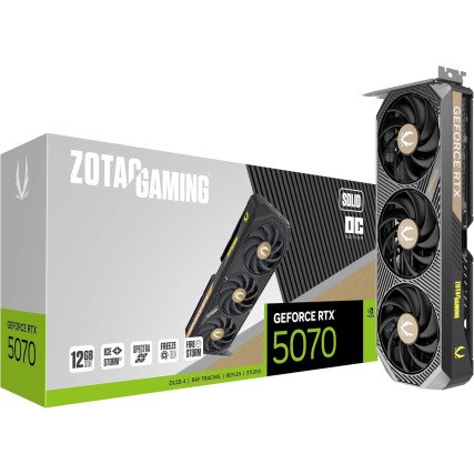 Tarjeta de Video ZOTAC NVIDIA GeForce RTX 5070 Solid OC 12GB GDDR7 PCIe 5.0