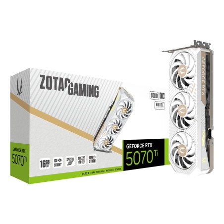 Tarjeta de Video ZOTAC Gaming GeForce RTX 5070 Ti Solid Core OC White Edition 16GB GDDR7 256-bit