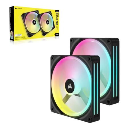 Ventilador Corsair iCUE LINK QX140 RGB Kit 2x140mm 2000RPM Negro para PC Gaming