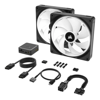 Ventilador Corsair iCUE LINK QX140 RGB Kit 2x140mm 2000RPM Negro para PC Gaming