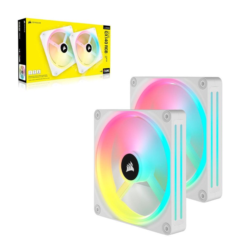 Ventilador Corsair iCUE LINK QX140 RGB Kit 3x140mm 2000RPM Blanco para PC Gaming Ventilador Corsair iCUE LINK QX140 RGB Kit 3x140mm 2000RPM Blanco para PC Gaming