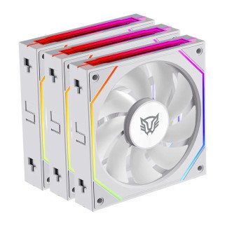 Ventiladores ARGB 120mm Balam Rush Eolox Link EXL95 Blanco 3 Pack 9 Aspas para Gabinete PC (BR-942096)
