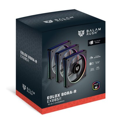 Ventiladores RGB 120mm Balam Rush Eolox Bora-R EXB85R Negro 3 Pack para Gabinete Gamer (BR-942140)