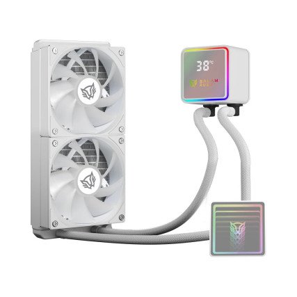 Enfriamiento Líquido CPU ARGB 240mm Balam Rush Cryo Prism 240 Ice Blanco con Display TDP 270W para Intel y AMD (BR-944052)