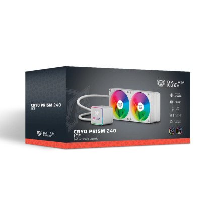 Enfriamiento Líquido CPU ARGB 240mm Balam Rush Cryo Prism 240 Ice Blanco con Display TDP 270W para Intel y AMD (BR-944052)