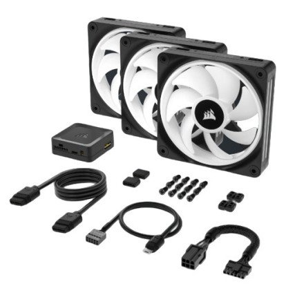 Kit 3 Ventiladores Corsair iCUE Link QX120 RGB 120mm PWM con Domo Magnético para Gabinete Negro