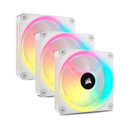 Kit 3 Ventiladores Corsair iCUE Link QX120 RGB 120mm PWM con Domo Magnético para Gabinete Blanco