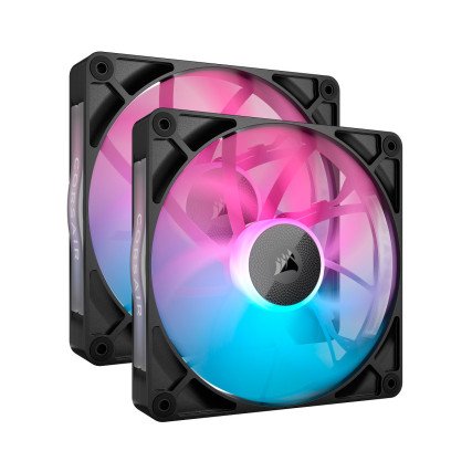 Kit 2 Ventiladores Corsair iCUE Link RX140 RGB 140mm PWM para Gabinete Negro