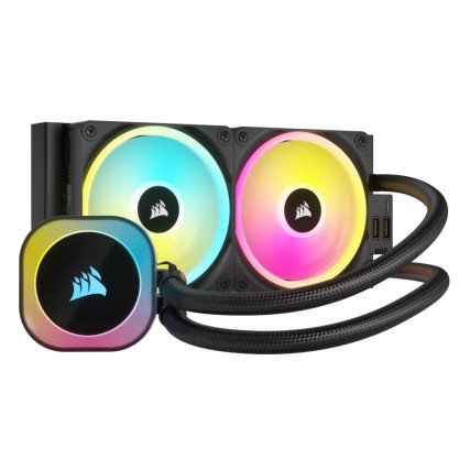 Enfriamiento Líquido Corsair iCUE LINK H100i RGB AIO 240mm para CPU con 2 Ventiladores Negro
