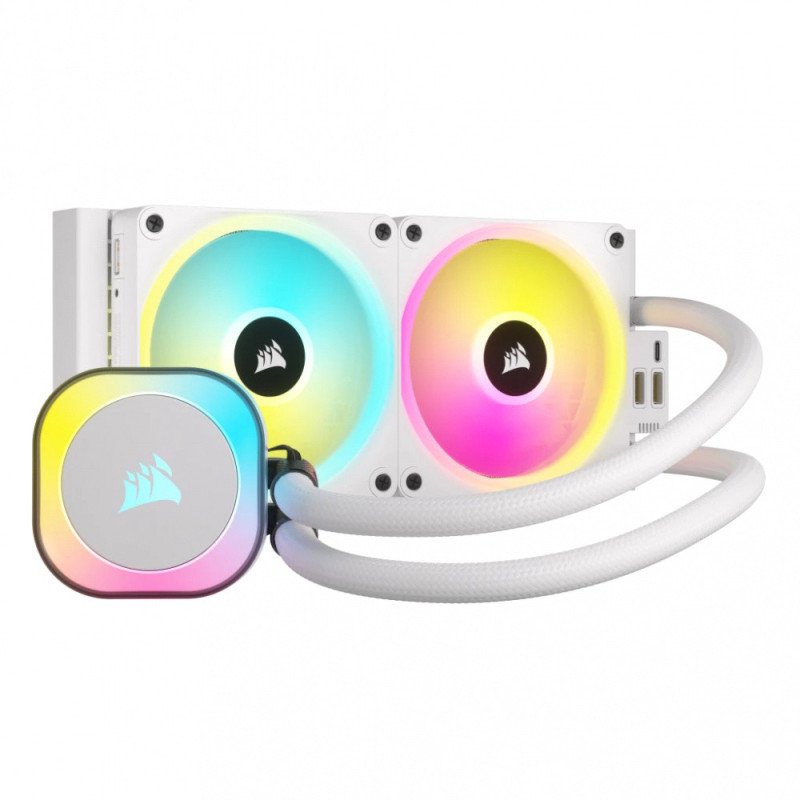 Enfriamiento Líquido Corsair iCUE LINK H100i RGB AIO 240mm para CPU con 2 Ventiladores Blanco