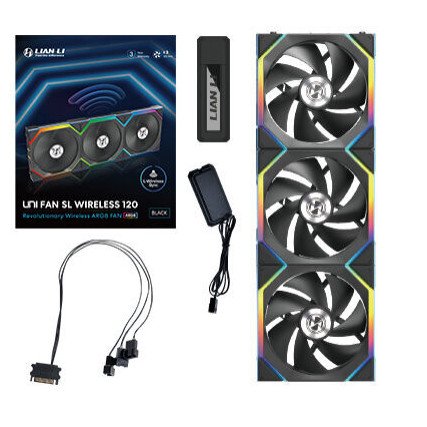 Kit 3 Ventiladores Lian Li UNI FAN SL Wireless 120mm ARGB Black 2000RPM PWM para Gabinete