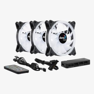 Kit 3 Ventiladores Aerocool Duo 12 Pro 120mm ARGB PWM para Gabinete Alto Flujo de Aire