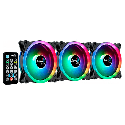 Kit 3 Ventiladores Aerocool Duo 12 Pro 120mm ARGB PWM para Gabinete Alto Flujo de Aire
