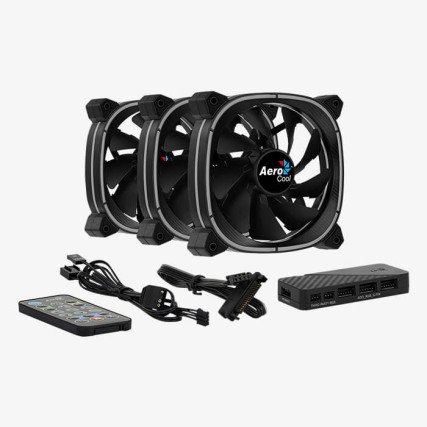 Kit 3 Ventiladores Aerocool Astro 12 Pro 120mm ARGB PWM para Gabinete Alto Flujo de Aire