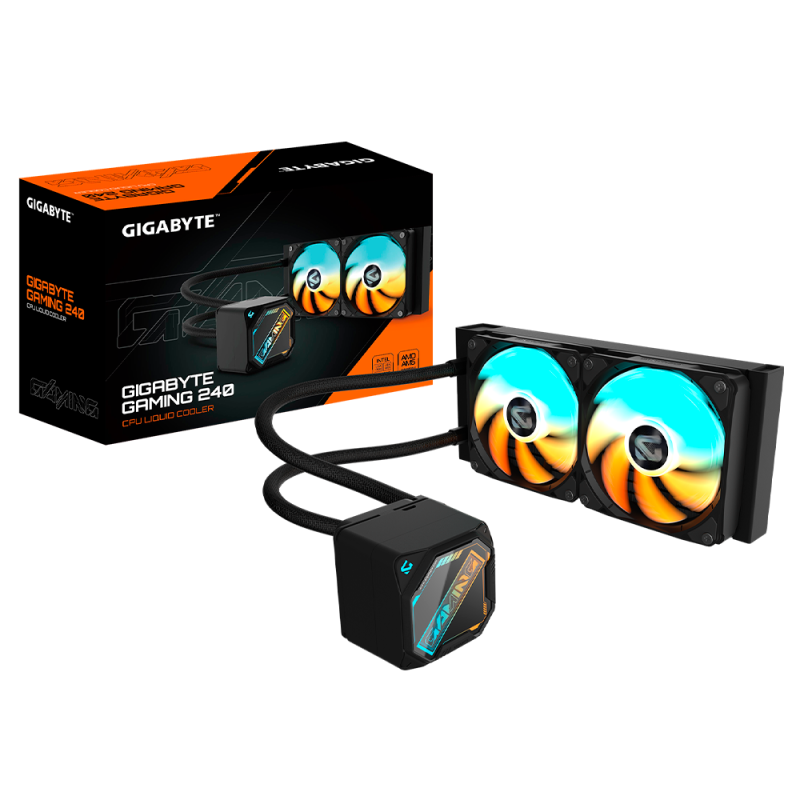 Enfriamiento Líquido CPU Gigabyte GME 240 ARGB 240mm con 2 Ventiladores PWM Radiador 240mm Negro