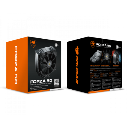 Ventilador CPU Cougar Forza 50 120mm PWM Cooler Torre para Intel y AMD con 4 Heatpipes