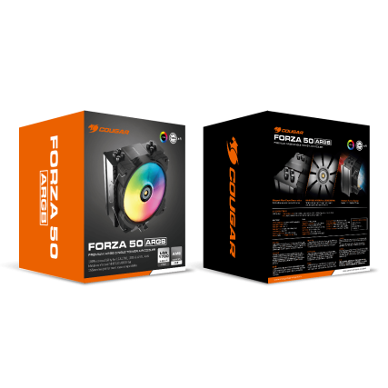Ventilador CPU Cougar Forza 50 ARGB 120mm Cooler Torre con 4 Heatpipes Iluminación ARGB Compatible Intel y AMD