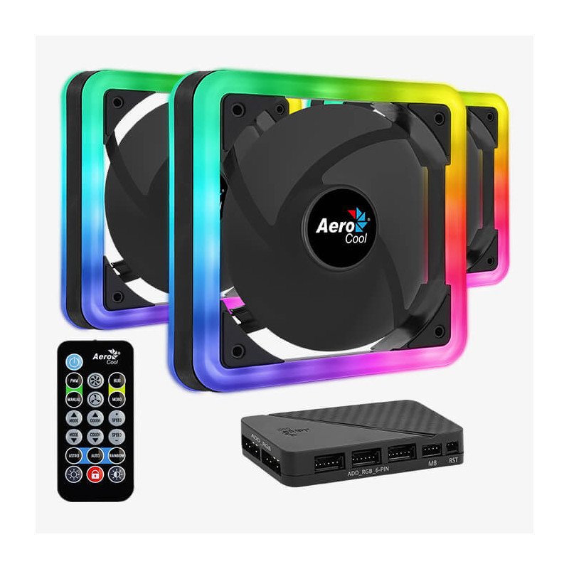 Kit 3 Ventiladores Aerocool Edge 14 Pro ARGB 140mm Alto Flujo de Aire para Gabinete PC Gaming Kit 3 Ventiladores Aerocool Edge 14 Pro ARGB 140mm Alto Flujo de Aire para Gabinete PC Gaming