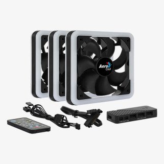 Kit 3 Ventiladores Aerocool Edge 14 Pro ARGB 140mm Alto Flujo de Aire para Gabinete PC Gaming