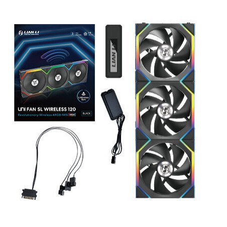 Kit 3 Ventiladores Lian Li UNI FAN SL Black Wireless 120mm ARGB 2000RPM para Gabinete Gaming