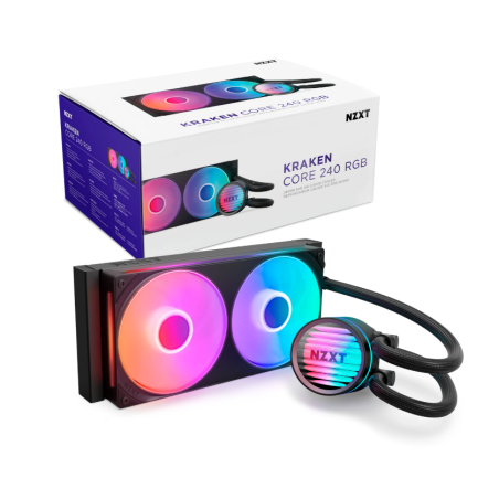 Enfriamiento líquido NZXT Kraken Core 240 RGB negro para CPU 240mm doble ventilador