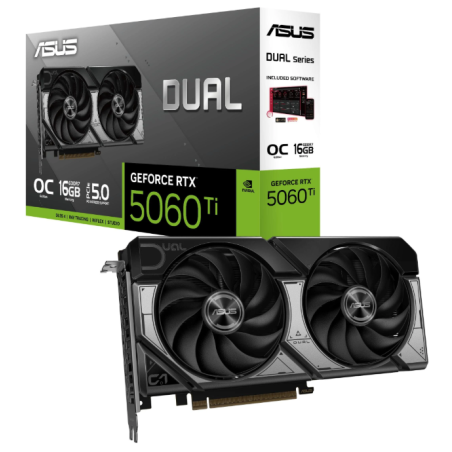 Tarjeta de Video ASUS Dual RTX 5060 Ti OC 16GB GDDR7 128-bit PCIe 5.0 HDMI 3xDP Doble Ventilador