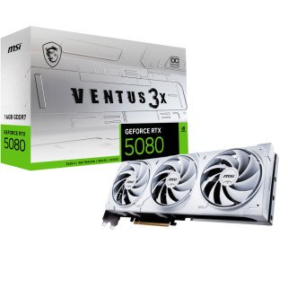 Tarjeta de Video MSI GeForce RTX 5080 Ventus 3X OC White 16GB GDDR7 PCIe 5.0 Triple Ventilador