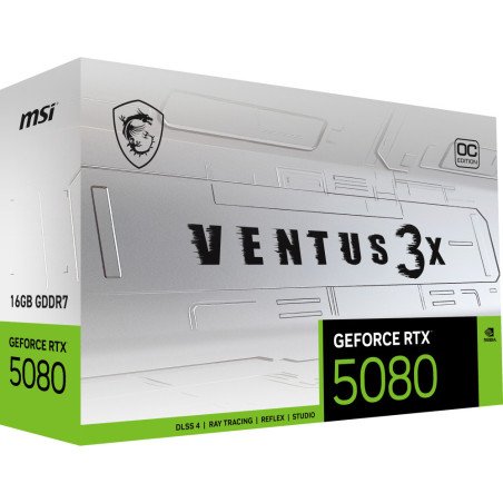 Tarjeta de Video MSI GeForce RTX 5080 Ventus 3X OC White 16GB GDDR7 PCIe 5.0 Triple Ventilador
