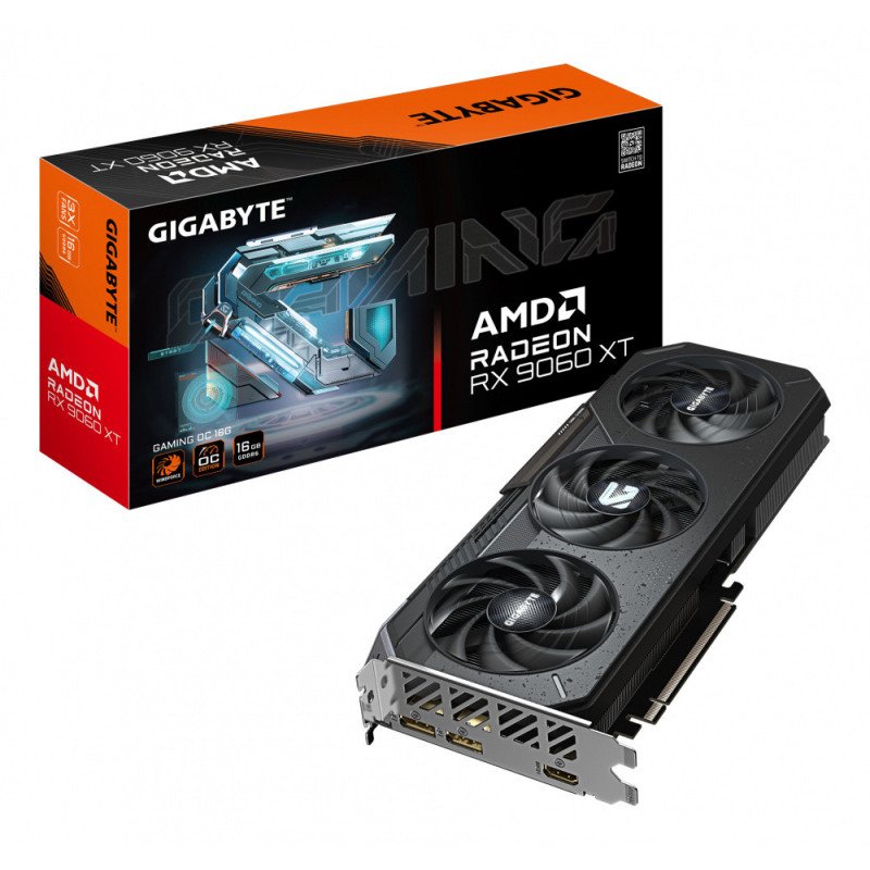 Tarjeta de Video Gigabyte Radeon RX 9060 XT Gaming OC 16GB GDDR6 PCIe 5.0 HDMI 2xDP Triple Ventilador