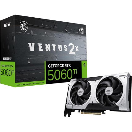 Tarjeta de Video MSI RTX 5060 Ti Ventus 2X OC White Plus 8GB GDDR7 2617MHz HDMI DP Dual Fan