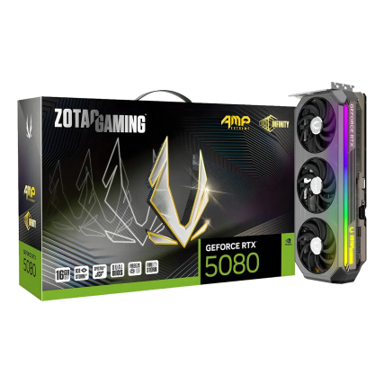 Tarjeta de Video Zotac RTX 5080 AMP Extreme Infinity 16GB GDDR7 PCIe 5.0 3DP Triple Fan