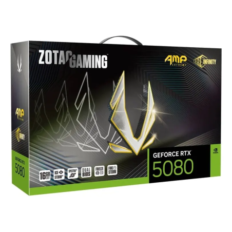 Tarjeta de Video Zotac RTX 5080 AMP Extreme Infinity 16GB GDDR7 PCIe 5.0 3DP Triple Fan