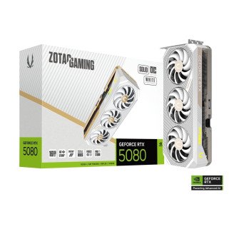 Tarjeta de Video Zotac RTX 5080 Solid OC White Edition 16GB GDDR7 PCIe 5.0 Triple Fan