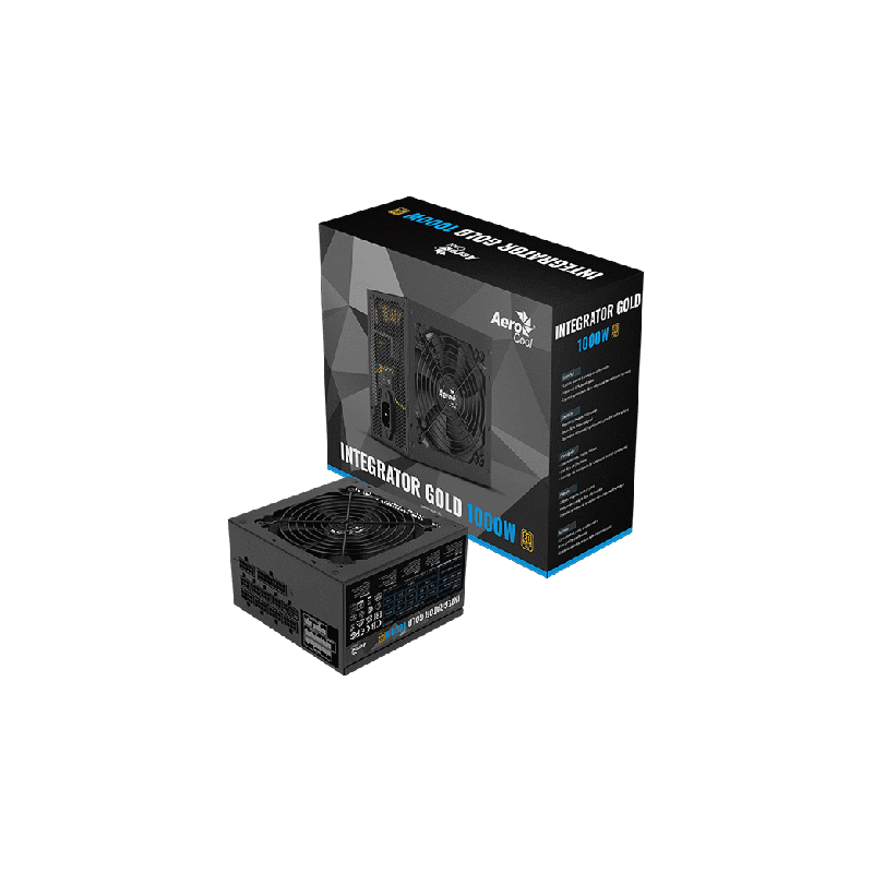 Fuente de Poder Aerocool Integrator 1000W 80 Plus Gold PCIe 5.0 ATX Alto Rendimiento