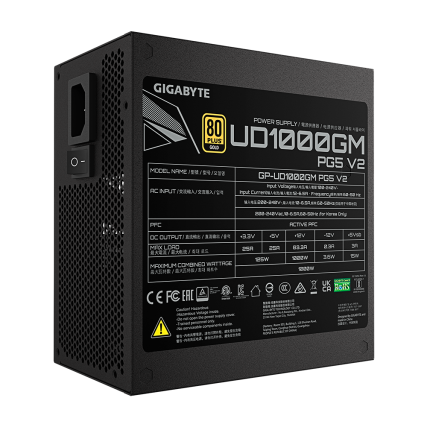 Fuente de Poder Gigabyte GP-UD1000GM-PG5 V2 1000W Full Modular 80 Plus Gold Ultra Durable Negro