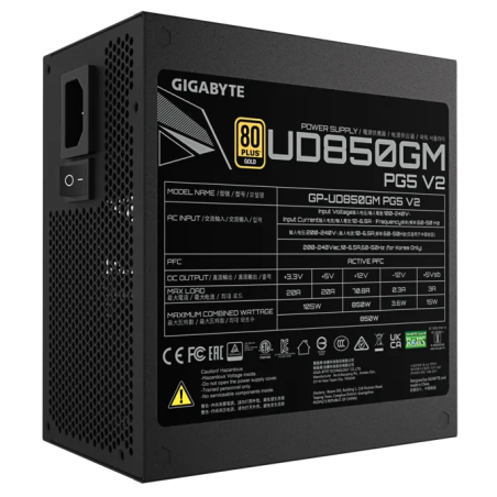Fuente de Poder Gigabyte 850W 80 Plus Gold PCIe Gen5 Full Modular ATX 3.1 GP-UD850GM PG5