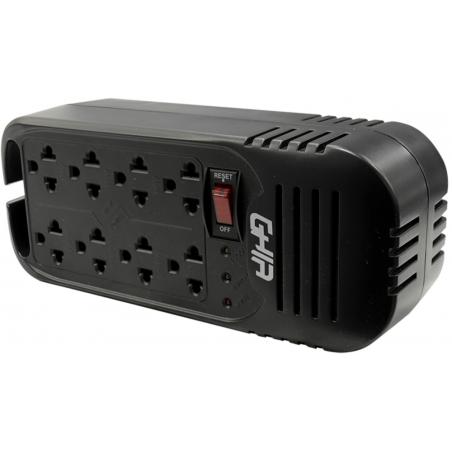 Regulador GHIA GVR-020 800W 2KVA 120V 8 salidas protección de voltaje para equipos electrónicos