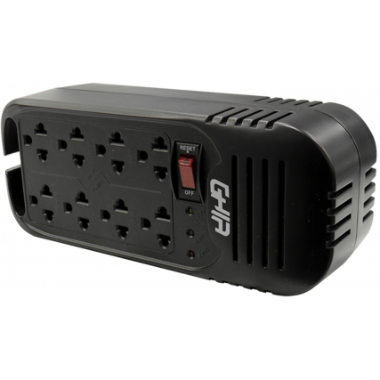 Regulador GHIA GVR-020 800W 2KVA 120V 8 salidas protección de voltaje para equipos electrónicos